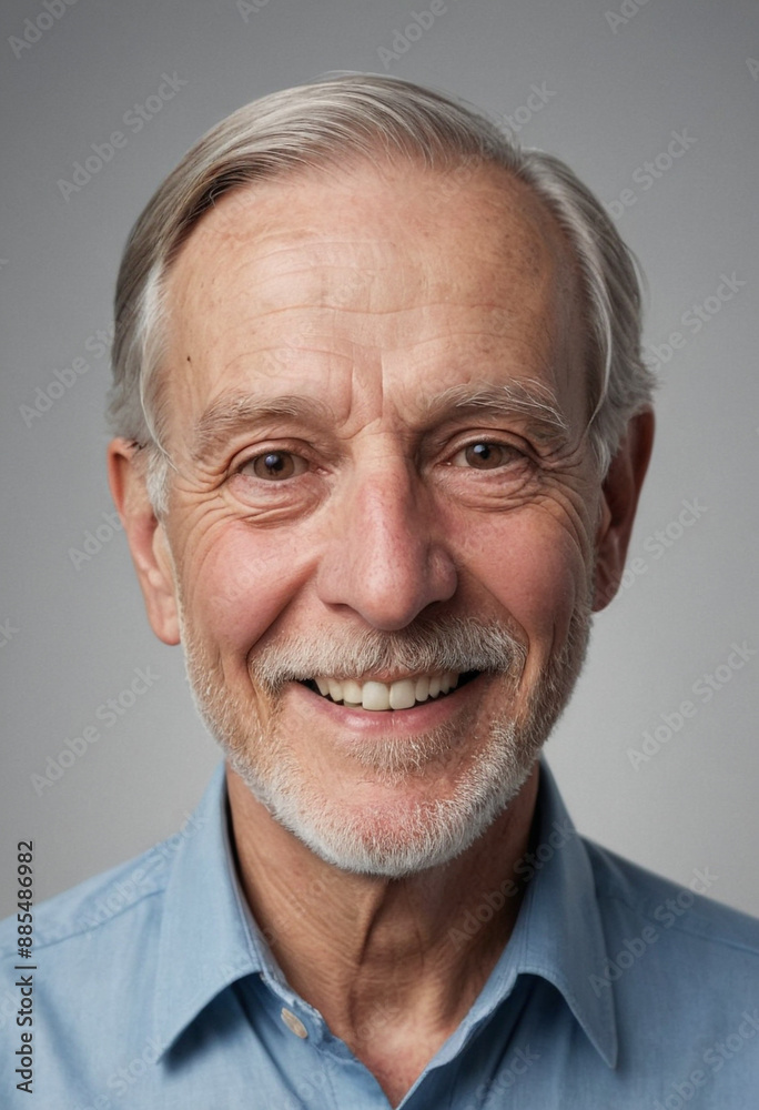 Portrait view of a regular happy smiling Canada old man, ultra realistic, candid, social media, avatar image, plain solid background Portrait view of a regular happy smiling Canada old man, ultra realistic, candid, social media, avatar image, plain solid background