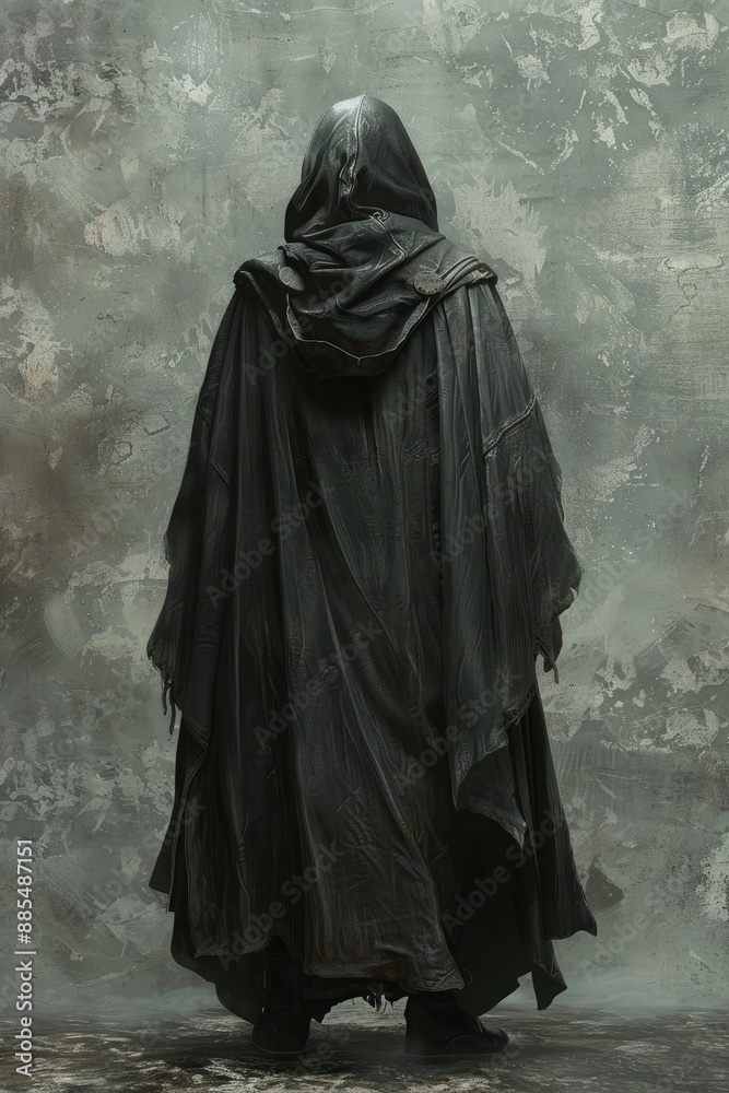 Fantasy figure in a fantasy hooded cloak. Fantasy figure in a fantasy hooded cloak.