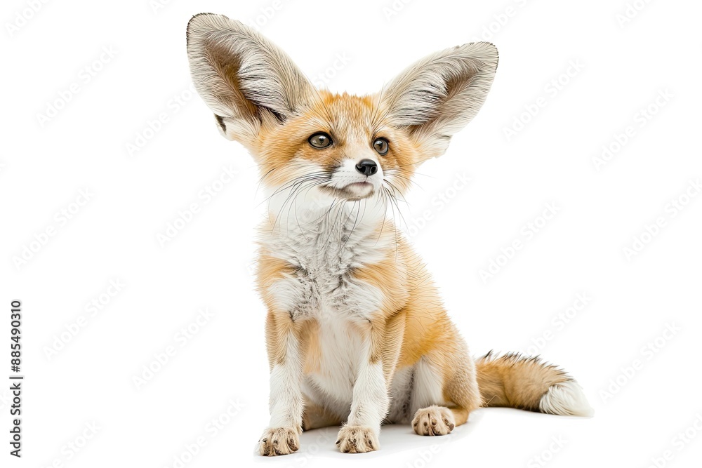 Cute baby fox with large ears isolated on white background Cute baby fox with large ears isolated on white background