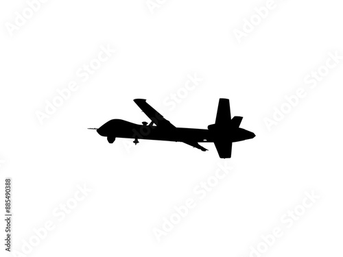 Silhouette of the UAV drone or Unmanned Aerial Vehicle, can use for Art Illustration, Logo Gram, Pictogram, Website, or Graphic Design Element. Vector Illustration