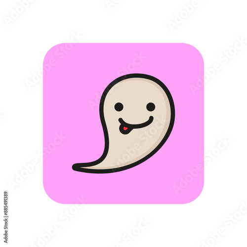 Ghost sticking out tongue line icon. Crazy, naughty, comic. Halloween concept. Vector illustration can be used for topics like phantom, humor, mad