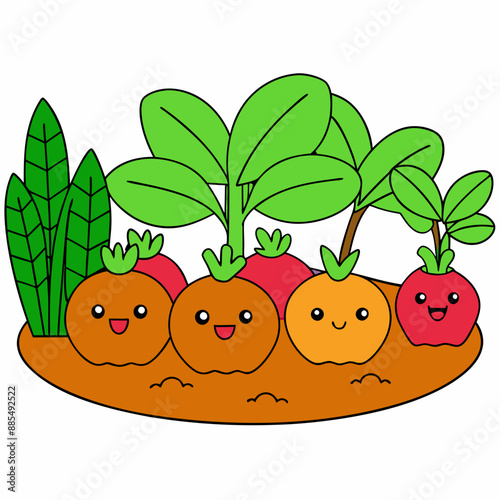 Vegetable  garden  cartoon vector 