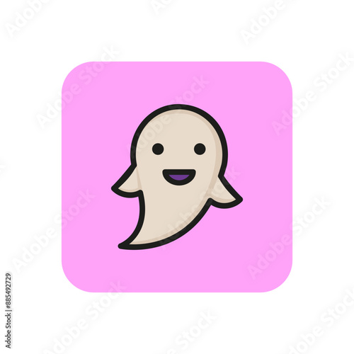 Jolly ghost line icon. Happy, joy, flying. Halloween concept. Vector illustration can be used for topics like playful, mystic, creature photo