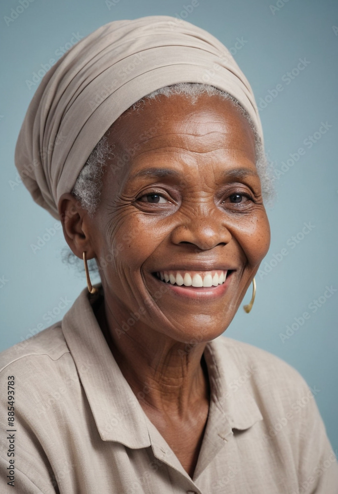 Portrait view of a regular happy smiling Botswana old woman, ultra realistic, candid, social media, avatar image, plain solid background Portrait view of a regular happy smiling Botswana old woman, ultra realistic, candid, social media, avatar image, plain solid background