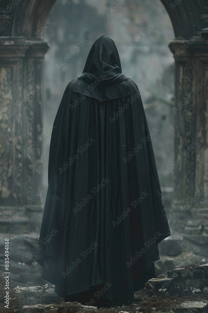 Fantasy figure in a fantasy hooded cloak. Fantasy figure in a fantasy hooded cloak.