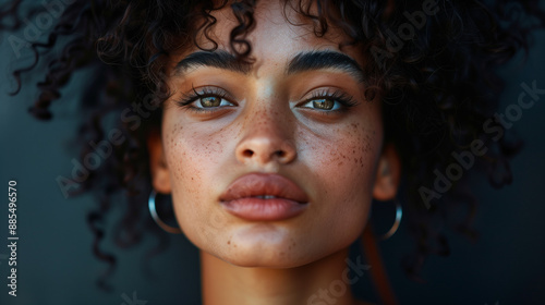 close up of an authentic person, mixed-race with freckles, true to self, no filter