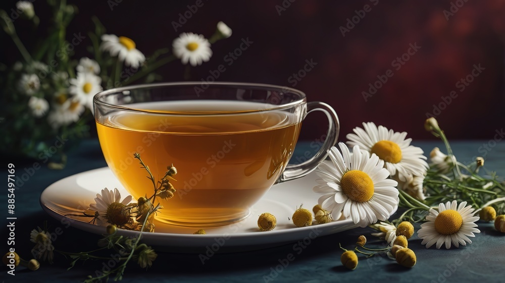 Cup of tea with chamomile flowers Cup of tea with chamomile flowers