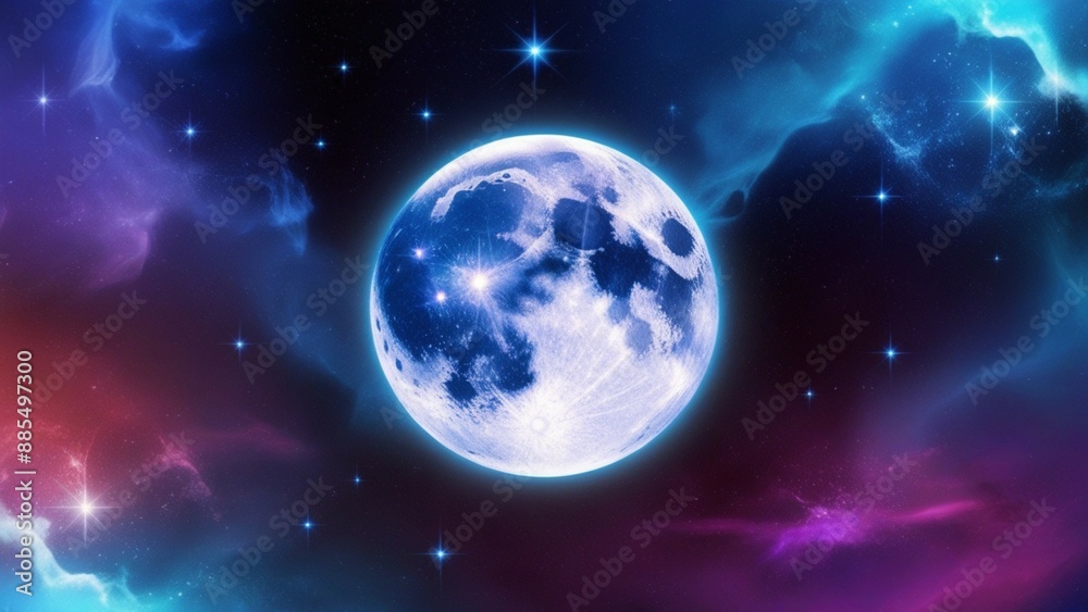 Moon Explosion in the space Moon Explosion in the space