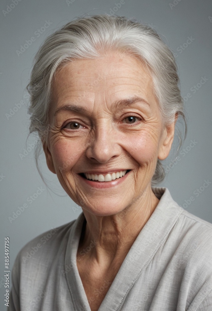 Portrait view of a regular happy smiling Jordan old woman, ultra realistic, candid, social media, avatar image, plain solid background Portrait view of a regular happy smiling Jordan old woman, ultra realistic, candid, social media, avatar image, plain solid background