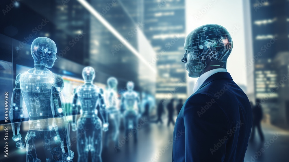 Fototapeta premium Artificial intelligence in humanoid head