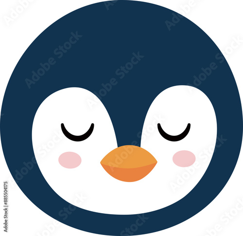 cute penguin head flat vector illustration
Vector flat cartoon round penguin face isolated