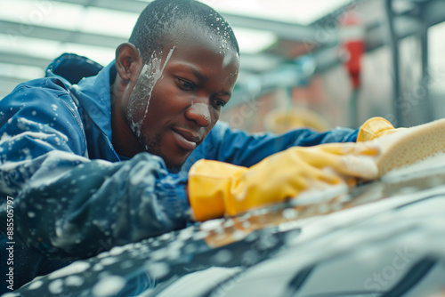  black man washes his car