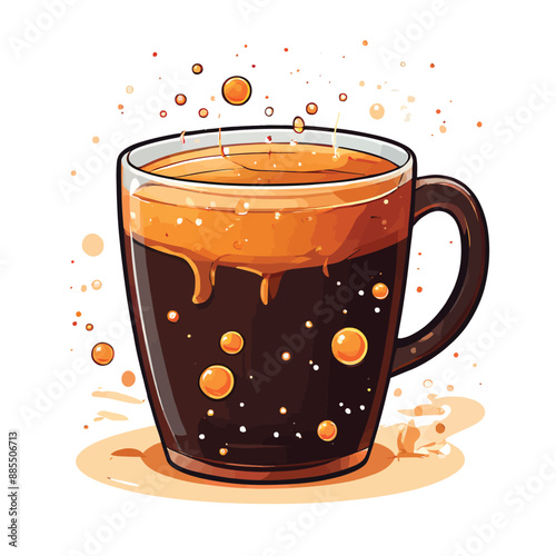 Instant Coffee with Bubbles on Plain White Background