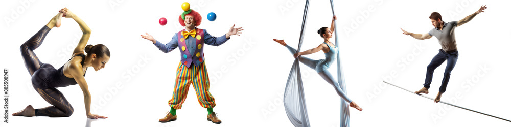 Fototapeta premium Skilled Circus Performers in Various Stunning Acts