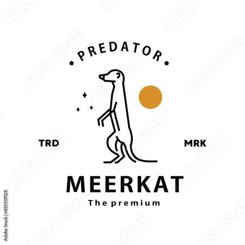 vintage retro hipster meerkat logo outline monoline art icon	