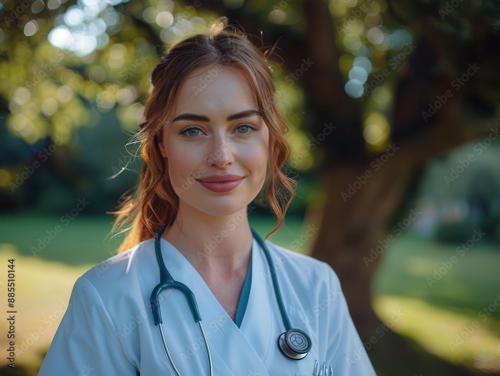 Capture a lowangle view of a medical professional in a crisp, white uniform, exuding care and expertise Emphasize a sense of trust and reliability Capture a lowangle view of a medical professional in a crisp, white uniform, exuding care and expertise Emphasize a sense of trust and reliability