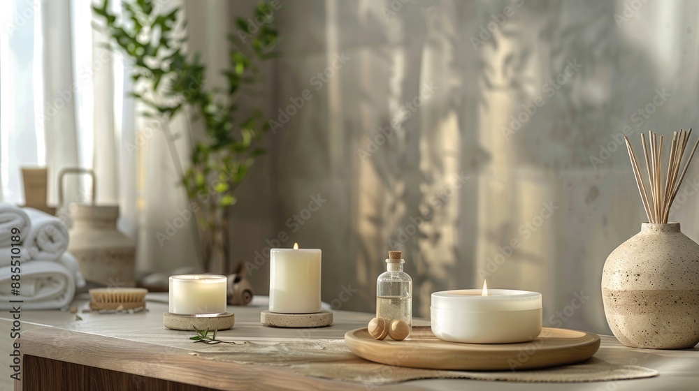 Minimal Spa Setting with Aromatherapy Elements Minimal Spa Setting with Aromatherapy Elements