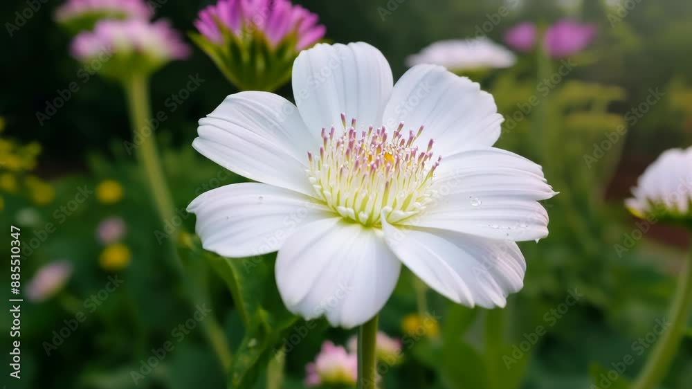 Vibrant White Cosmos Flower in Bloom Vibrant White Cosmos Flower in Bloom