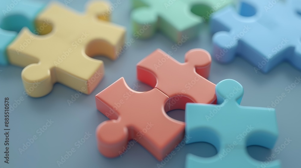 3D jigsaw puzzle pieces symbol of teamwork. Problem-solving, business challenge in 3d hand of connection jigsaw puzzle, 3D jigsaw puzzle pieces symbol of teamwork. Problem-solving, business challenge in 3d hand of connection jigsaw puzzle,