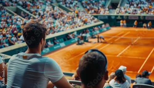 Fans Watching a Match in the Stands at Roland Garros during the Paris 2024 Olympics