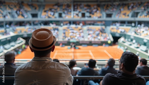Fans Watching a Match in the Stands at Roland Garros during the Paris 2024 Olympics