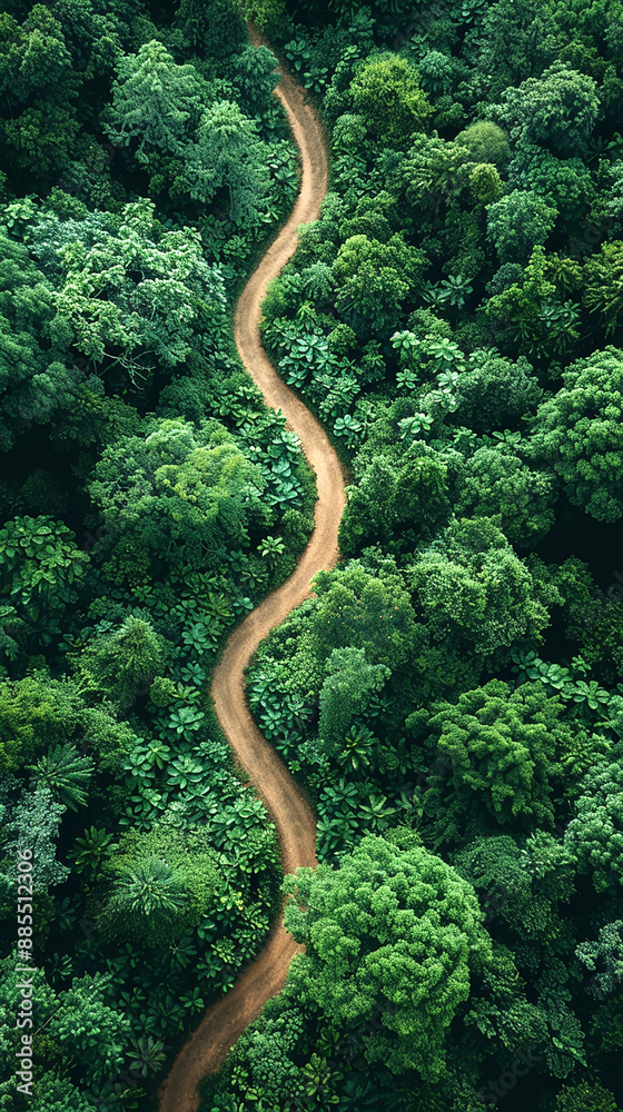drone view photo of a natural rain forest with bush og green trees and a path going through the jungle drone view photo of a natural rain forest with bush og green trees and a path going through the jungle