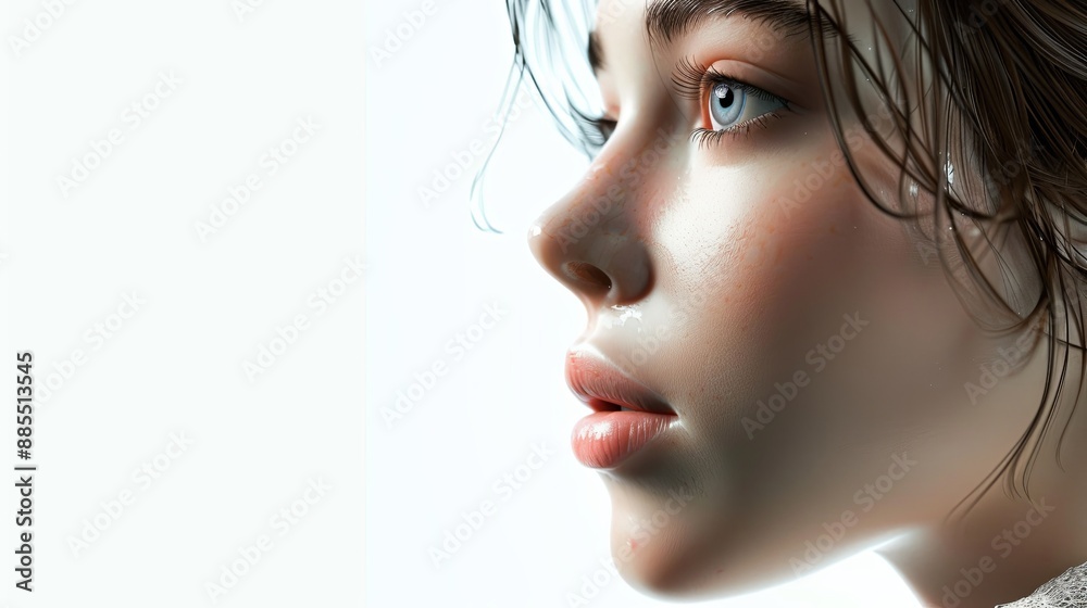 Fototapeta premium portrait of a person with a veil, Portrait of a AI woman with white background 
