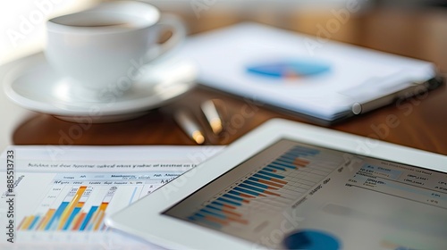 A close-up of a financial news website on a tablet, with a coffee cup and notepad in the background, representing the importance of staying informed.