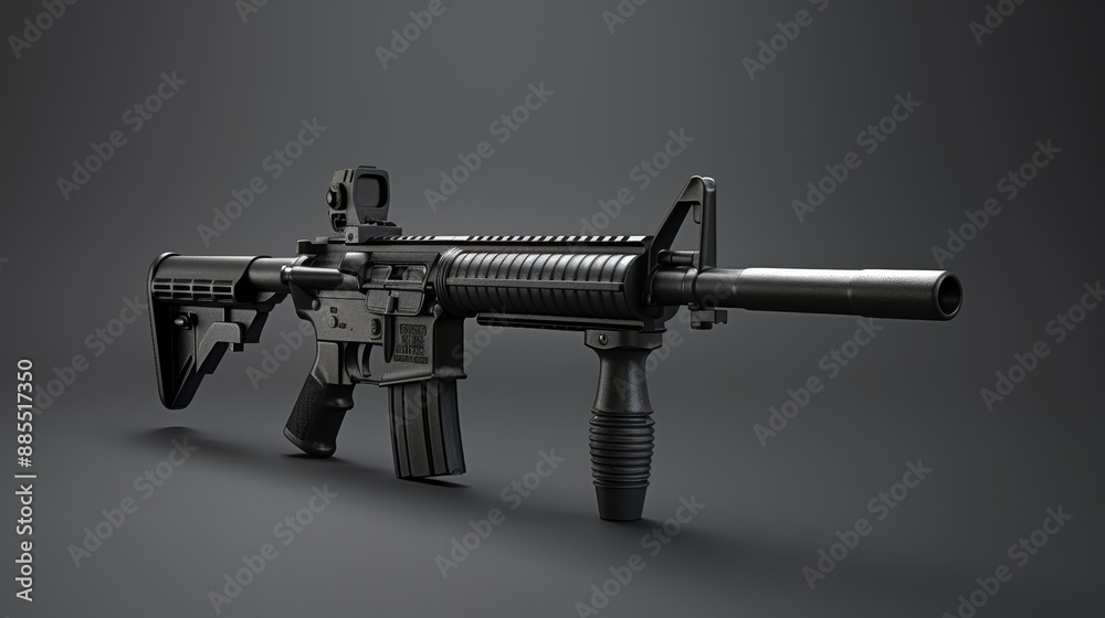 Close-up of a M4 rifle weapon isolated on a black background. Close-up of a M4 rifle weapon isolated on a black background.