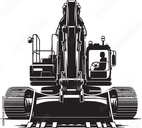 Construction excavator silhouette vector illustration isolated on a white background
