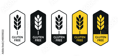 gluten free set. Gluten free in geometric shape. gluten free sticker on white background