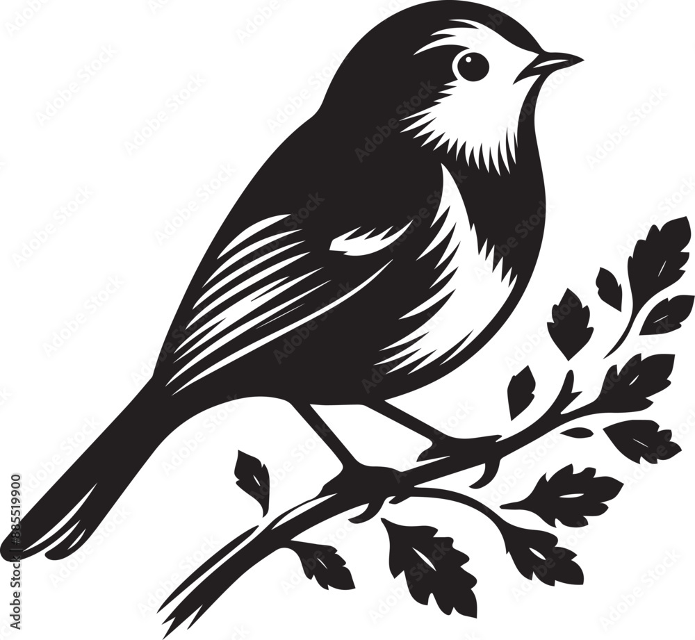 Obraz premium Bird silhouette vector with branch 