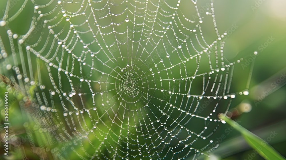 close-up of Spider web covered in water drops view realistic daylight close-up of Spider web covered in water drops view realistic daylight