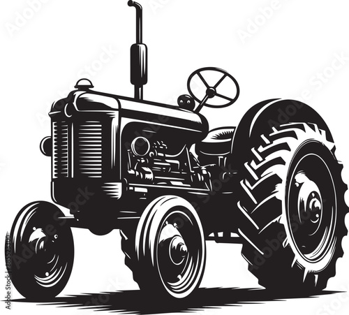 Tractor silhouette vector illustration isolated on a white background