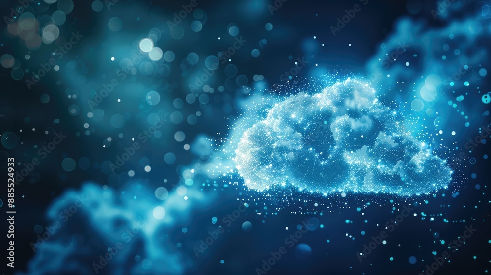 Fototapeta premium Technology network and digital communication in business with cloud computing concept, web storage for global social media data, online AI server, modern binary image background.