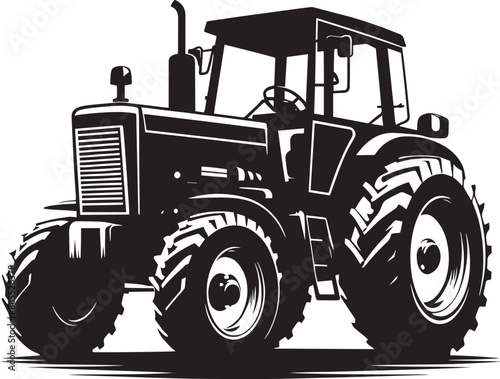 Tractor silhouette vector illustration isolated on a white background