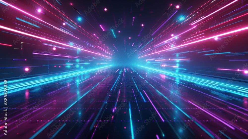 Abstract Neon Light Trails in a Dark Setting Abstract Neon Light Trails in a Dark Setting