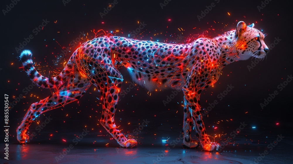 Cheetah spotted in room center Cheetah spotted in room center