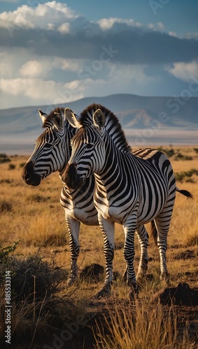 Safari Scene Zebras Amidst Ngorongoro Crater's Splendo photo