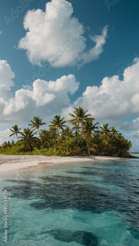 Sandy island with palms in Punta Cana