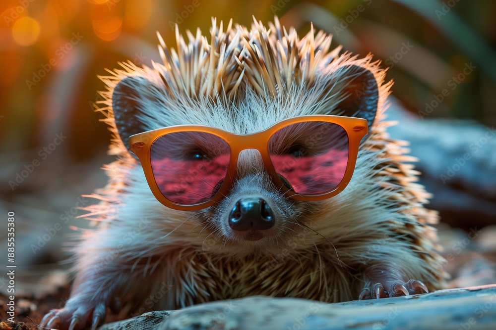 Hedgehog Wearing Sunglasses in Nature Hedgehog Wearing Sunglasses in Nature