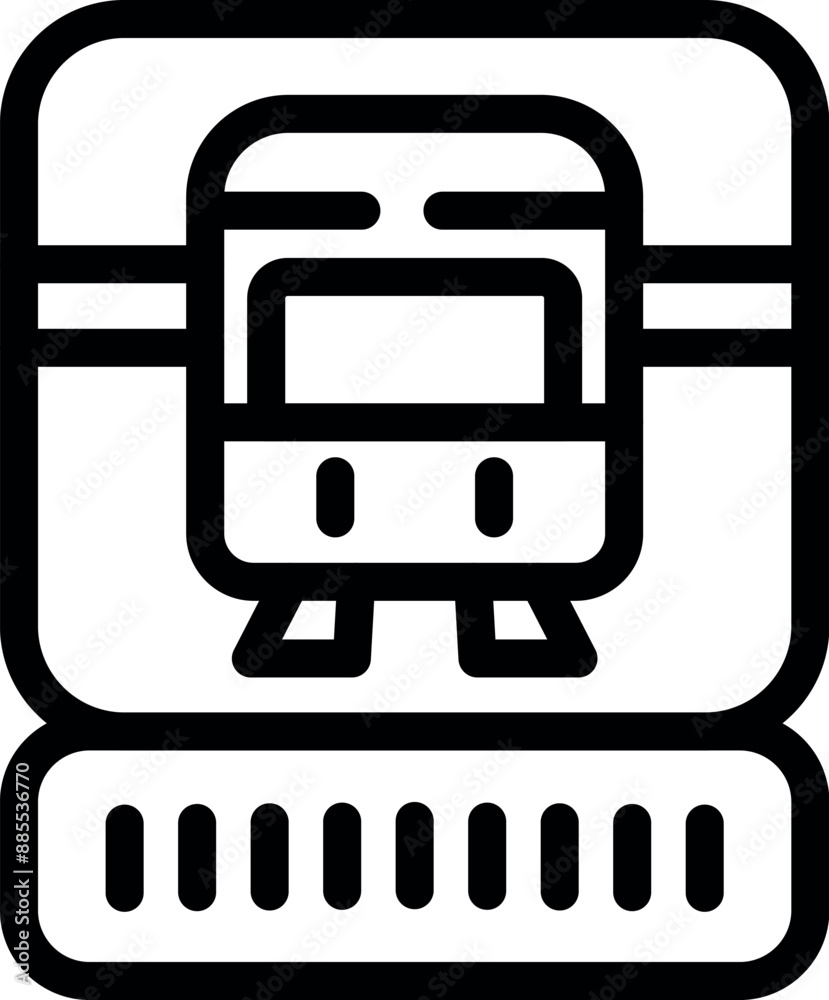 Simple icon of a train ticket app, representing modern travel and booking systems Simple icon of a train ticket app, representing modern travel and booking systems
