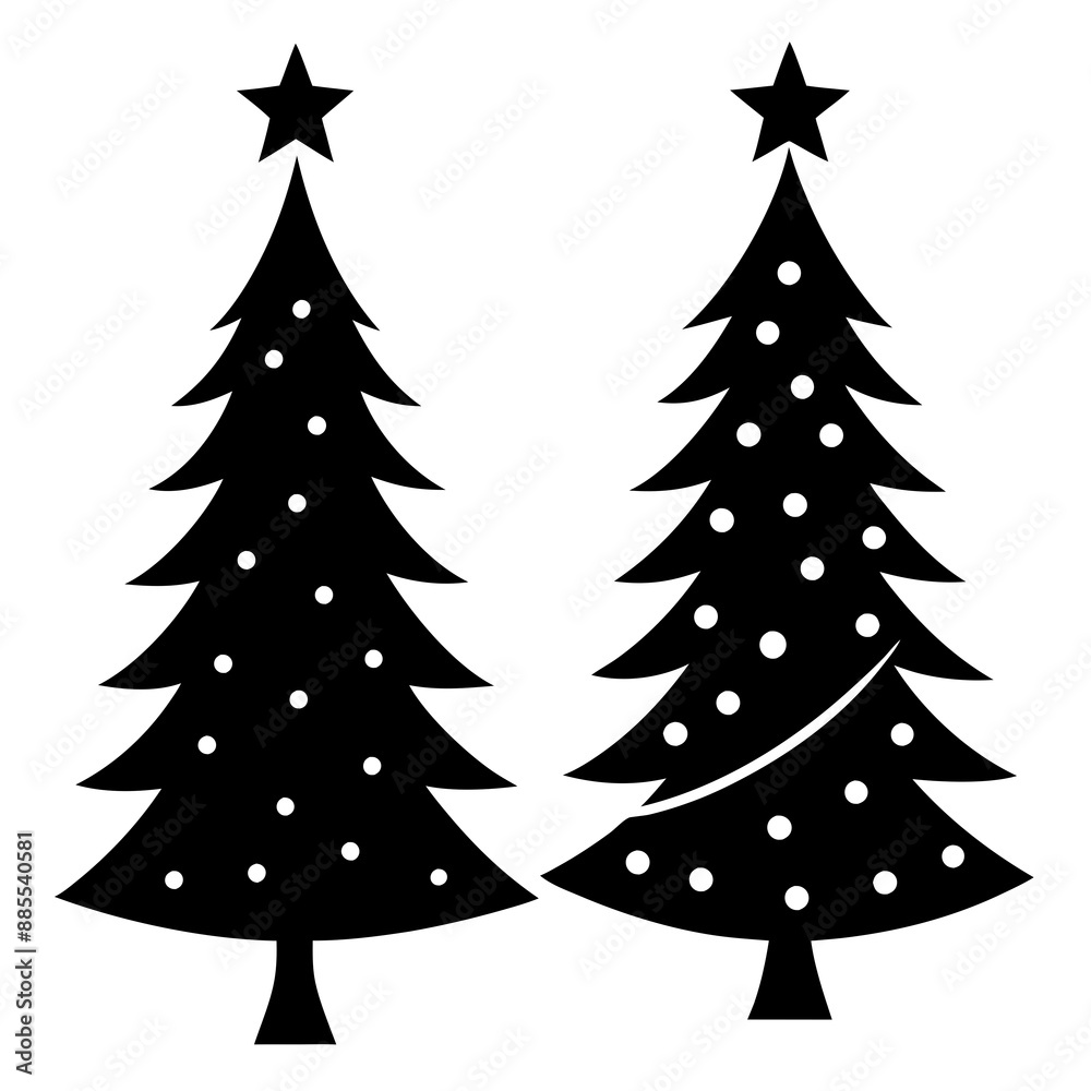 One Christmas tree silhouette vector illustration
