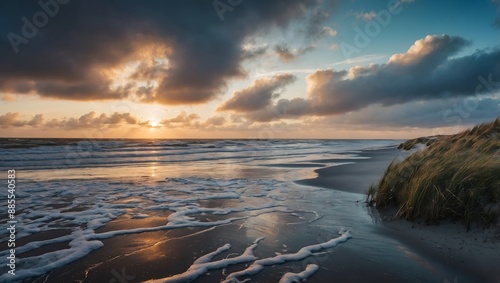 Scenic North Sea coastline of Langeoog Island
