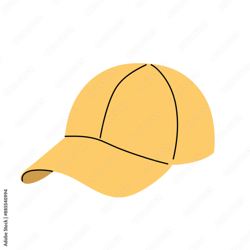 Yellow Baseball Cap isolated on white background. Vector Yellow Baseball Cap isolated on white background. Vector
