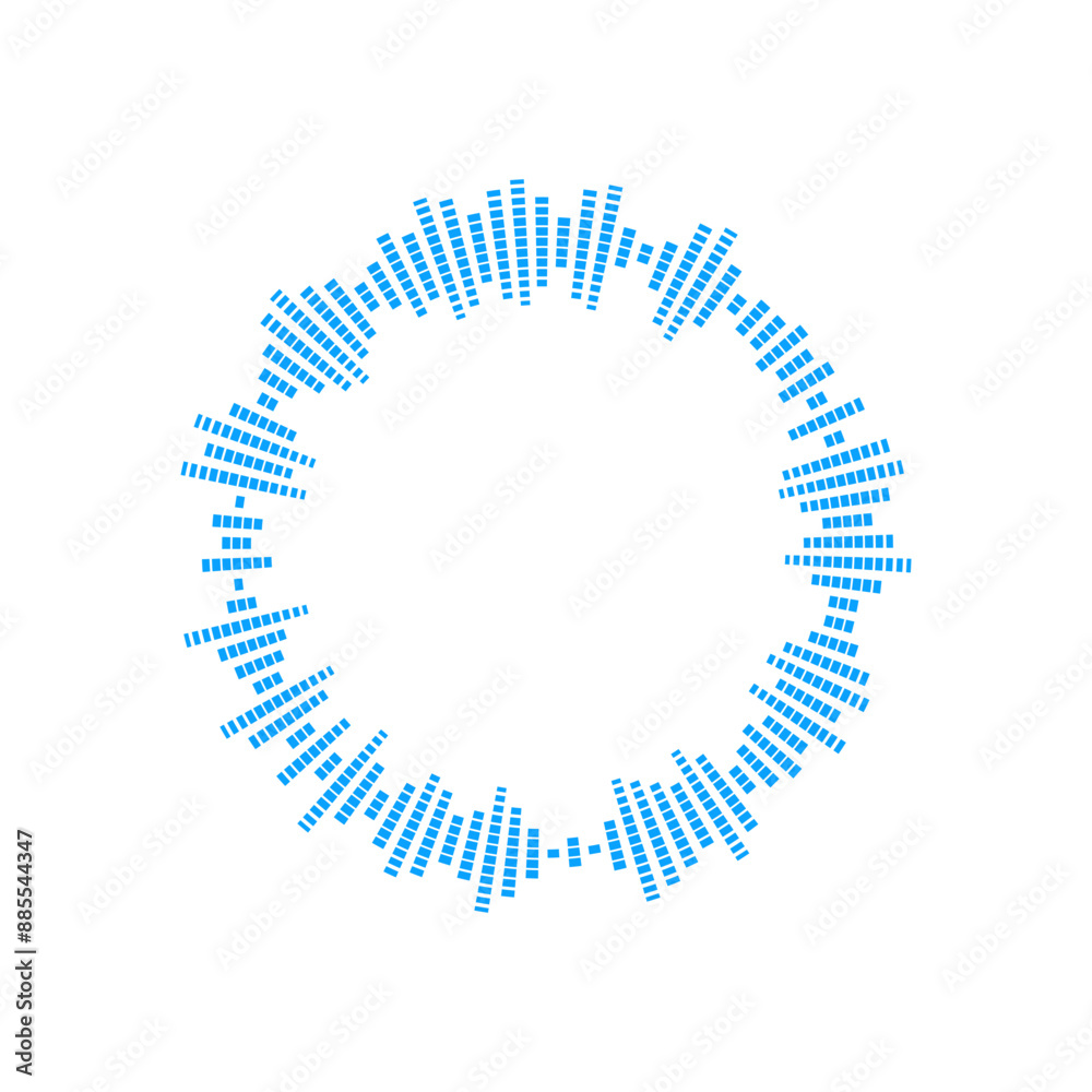 Radial blue sound wave, vector circle audio impulse signal, circular music sound equalizer, radio and voice volume frame Radial blue sound wave, vector circle audio impulse signal, circular music sound equalizer, radio and voice volume frame