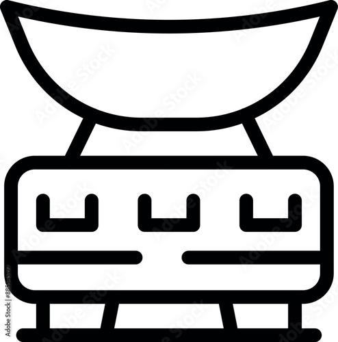 Simple icon of a cable car moving on a ropeway, perfect for representing travel and tourism