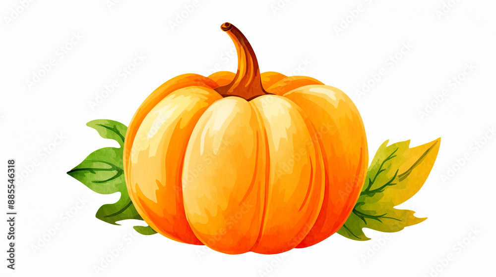 Naklejka premium Sweet pumpkin isolated in watercolor on a white background
