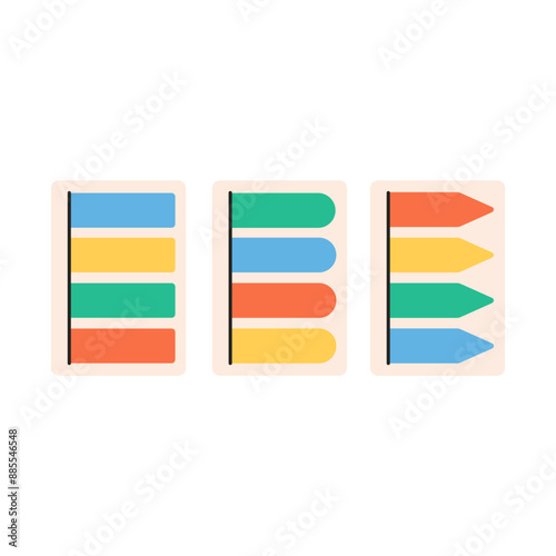 Sticky stickers for messages and notes. Vector illustration in flat style
