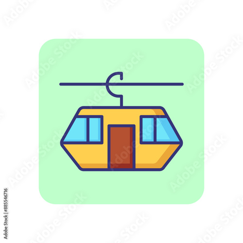 Funicular line icon. Rope way, cable way, gondola car. Transport concept. Vector illustration can be used for topics like tourism, ski resort, transportation
